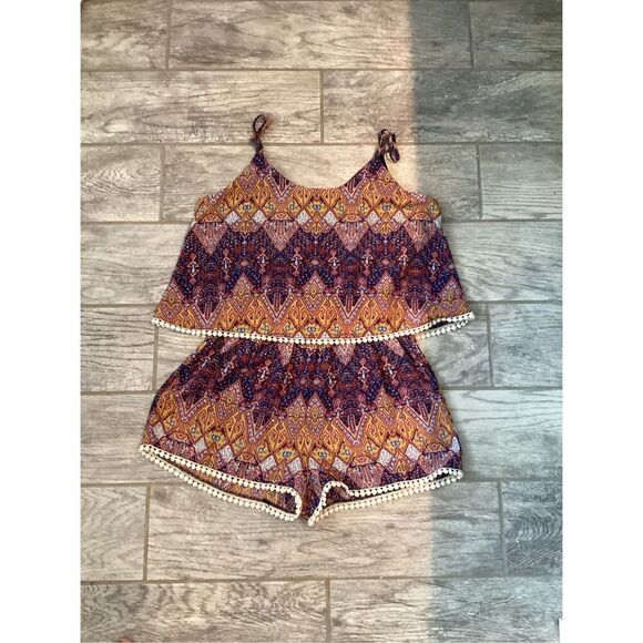 Liberty Love Small Aztec Romper Sleeveless Cami Summer Festival - Picture 1 of 8